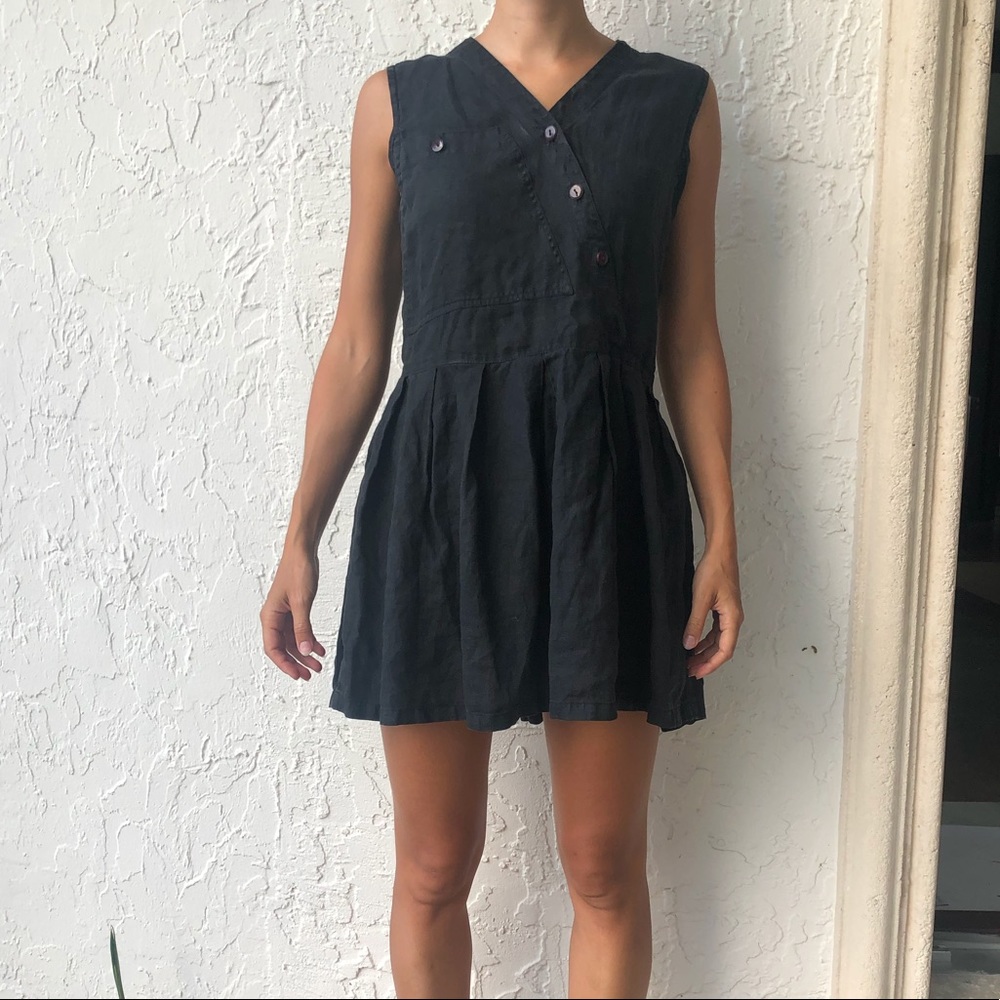 Black linen dress